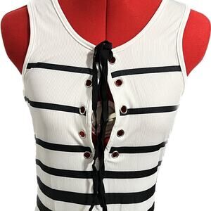 Adorable striped dress with bust tie. Size L
